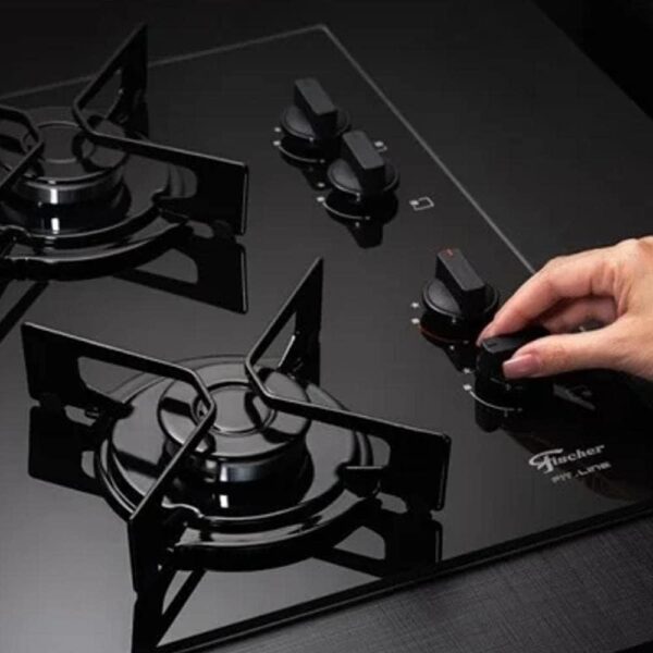 Cooktop a Gás Fischer 4 Bocas Fit Line Trempe Esmaltada Aramado - Image 3