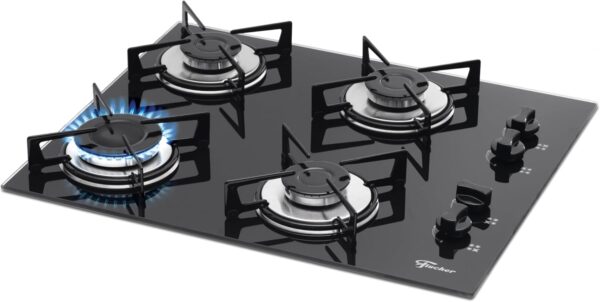 Cooktop a Gás Fischer 4 Bocas Fit Line Trempe Esmaltada Aramado