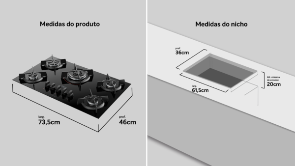 Cooktop 5 Bocas Preto com Mesa de Vidro e Tripla Chama Dako Supreme Bivolt - Image 5