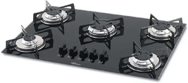 Cooktop a Gás Fischer 5 Bocas Tripla Chama Mesa Vidro Bivolt - Image 2