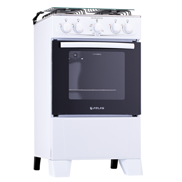 Fogão 4 Bocas Branco com Mesa Inox Atlas Coliseum Plus - Image 2
