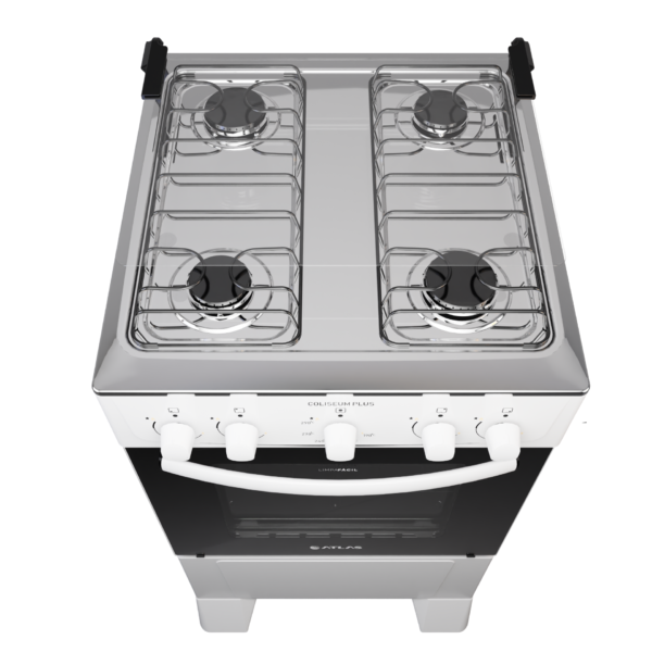 Fogão 4 Bocas Branco com Mesa Inox Atlas Coliseum Plus - Image 4