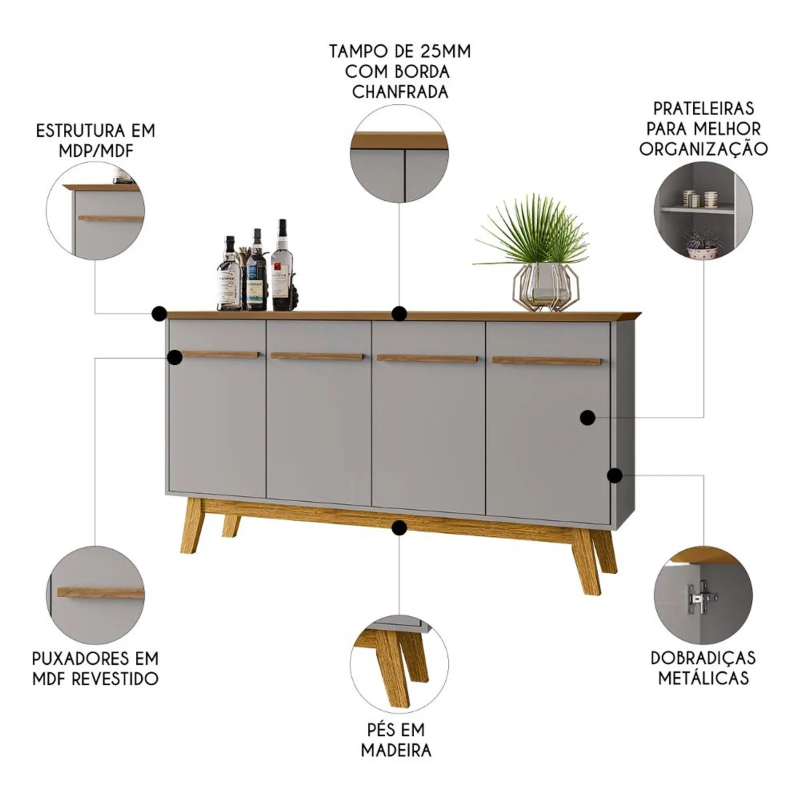 Aparador Buffet Opala da Bechara-Naturalle/Off White - Image 2