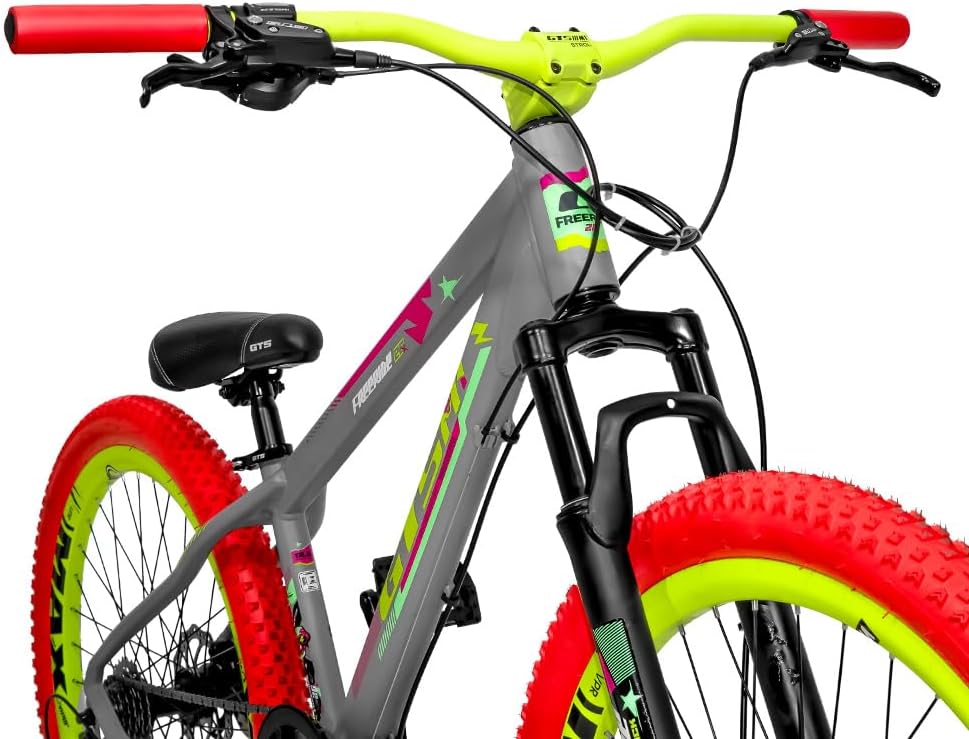 Bicicleta Freeride GTS Aro 26 Freio Hidráulico 7 Marchas - Verde/Vermelho - Image 3