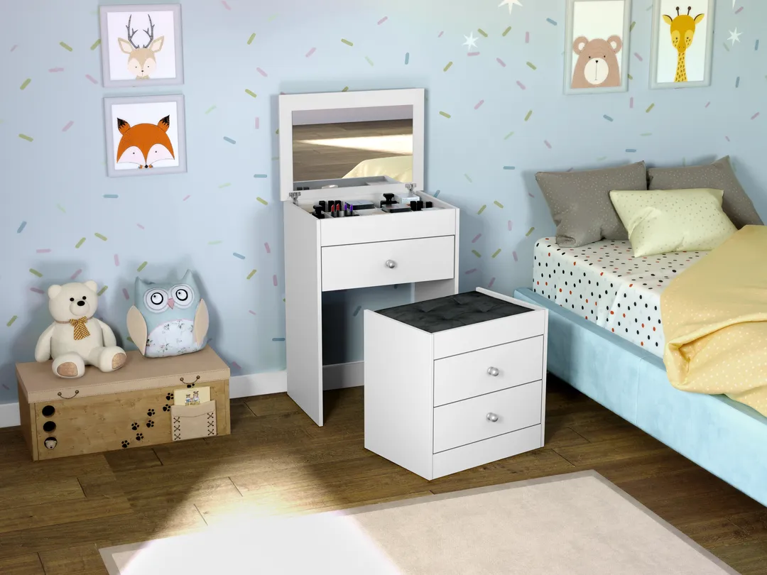 Conjunto Penteadeira E Banco C/ 3 Gavetas - Image 4