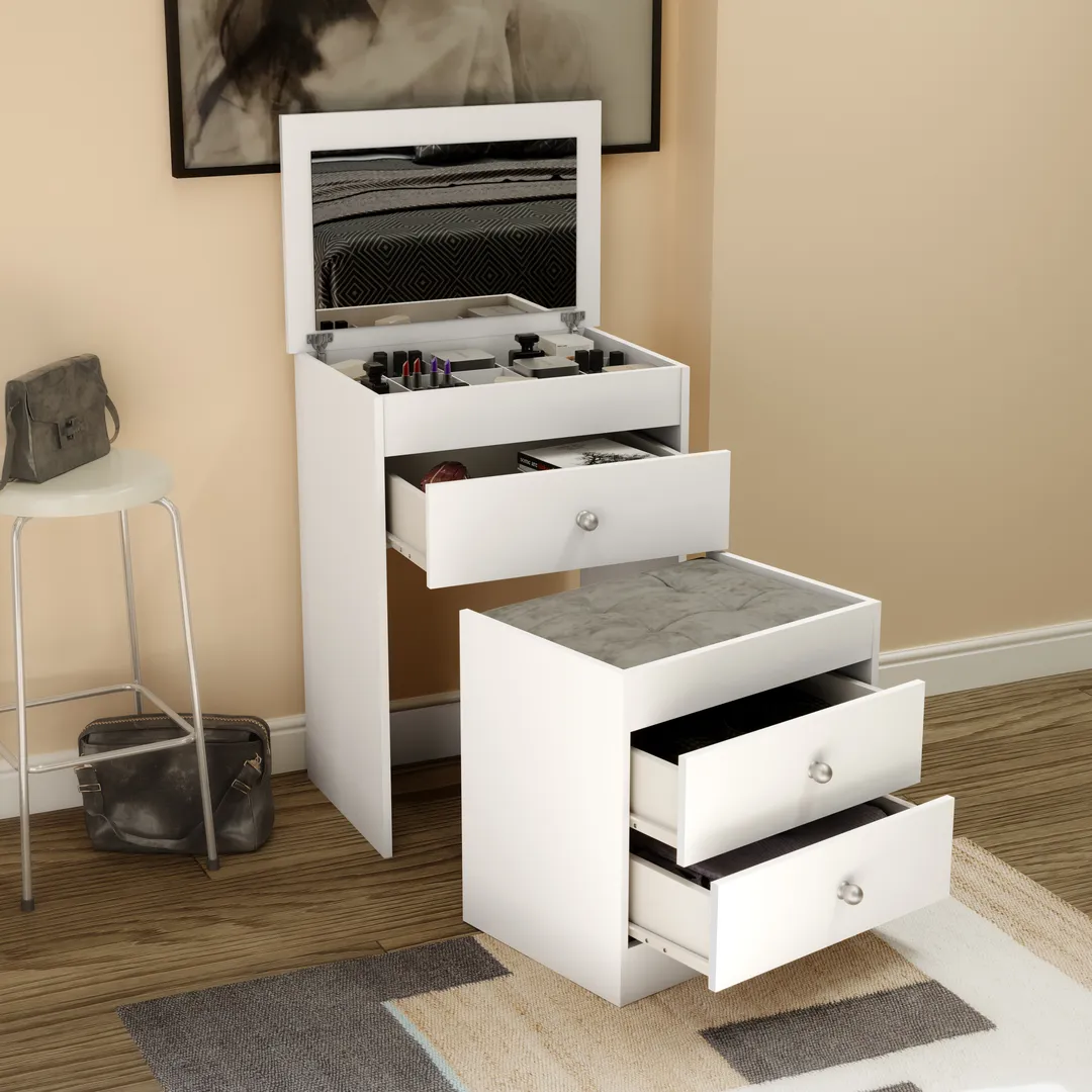 Conjunto Penteadeira E Banco C/ 3 Gavetas - Image 3